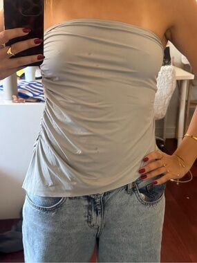 Strapless Tube Tank Top in Light Beige - Women